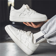Men's White Thick-Soled Casual Sneakers – Comfortable, Stylish Everyday Shoes