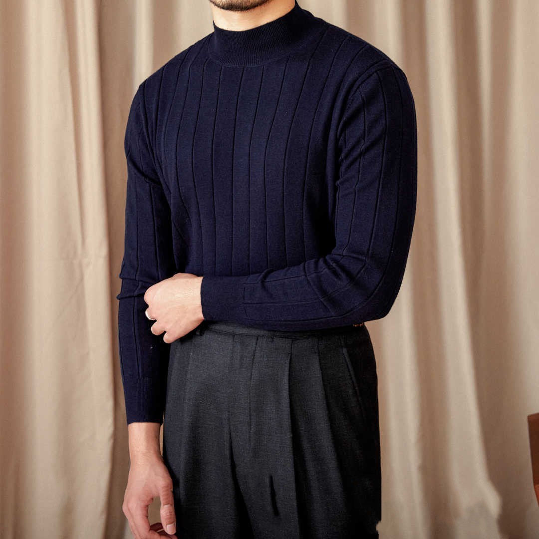 Italian Long Sleeve Mock Neck Sweater Trendy For Men