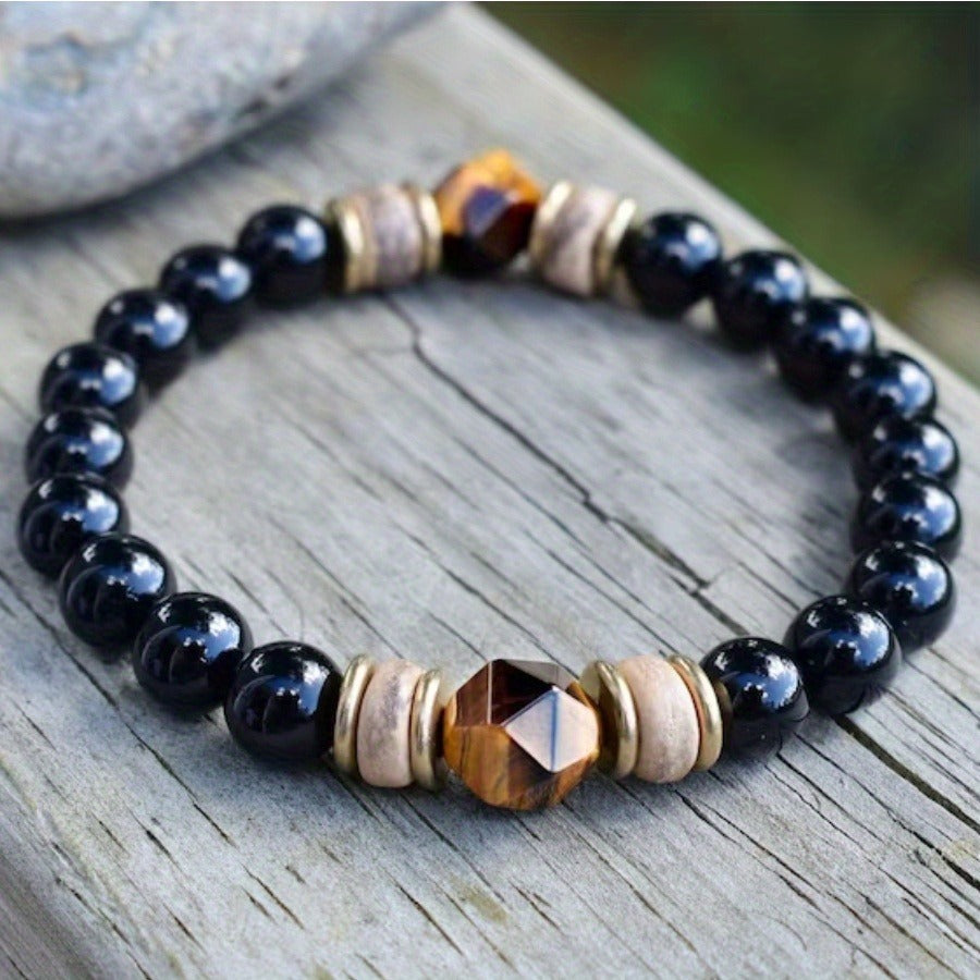 Tigereye Cut Obsidian Luxury Style Bracelet For Men