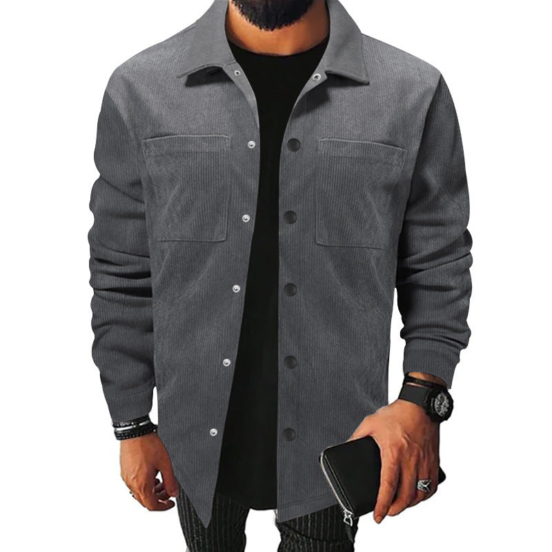 Corduroy Single-Breasted Slim Jacket For Men