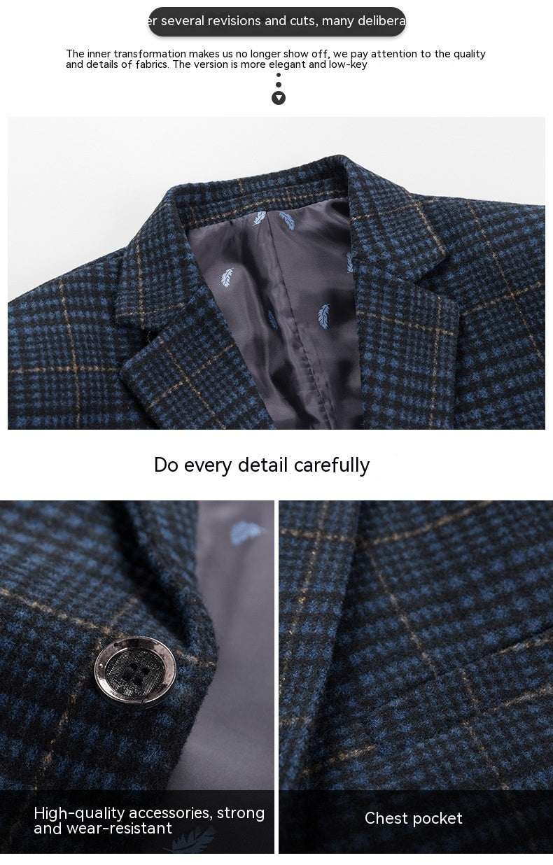 Spring Summer Slim-fit Casual Plaid Men's Suit