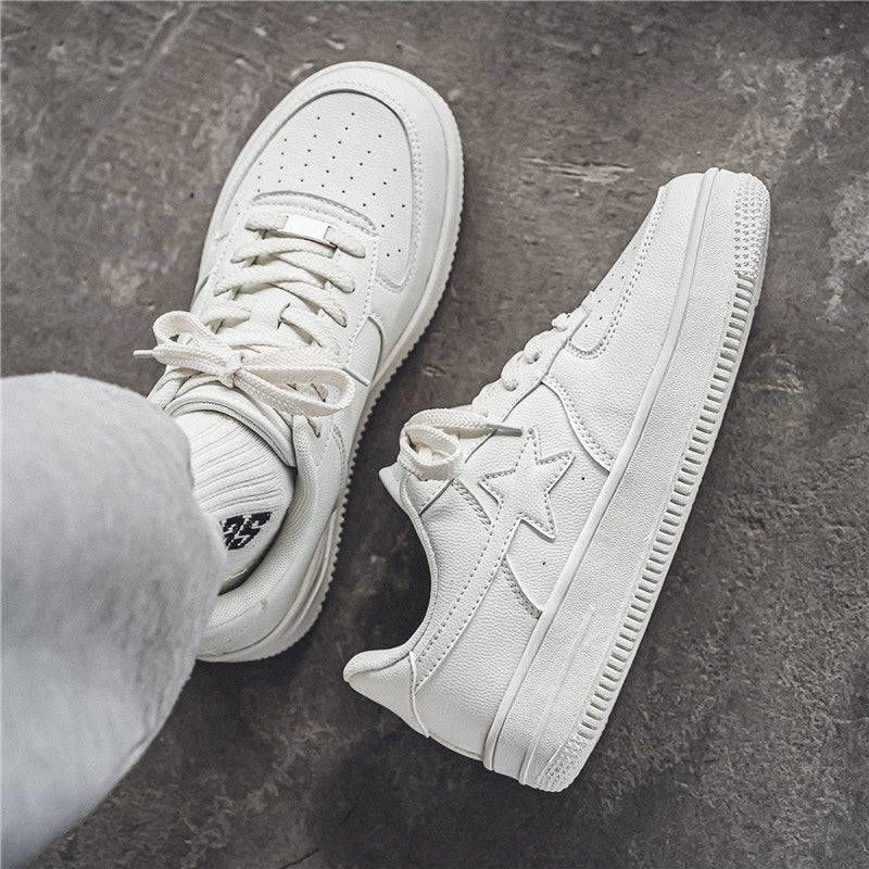 Men's White Thick-Soled Casual Sneakers – Comfortable, Stylish Everyday Shoes