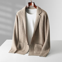 Fall Winter Men Cardigan Cashmere Sweater Business Casual Plush Knitted