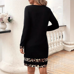 Popular Autumn And Winter Long Sleeve Leopard Print Dress Women