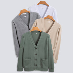 Washable Cotton V-neck Sweatshirt Men