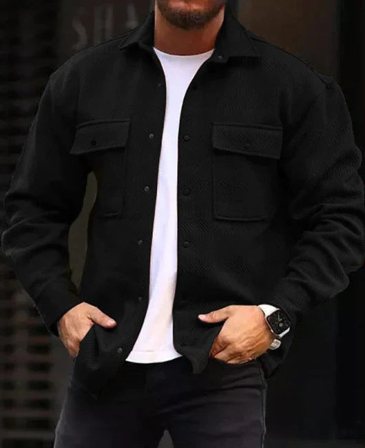 Men's Coat Polo Collar Top Casual Fashion