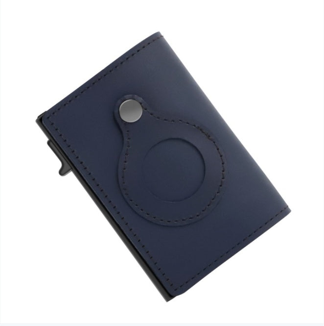 Airtag Anti-Theft Bullet Card Bag Multi-Functional RFID Card Holder Men's Leather Slim Wallets