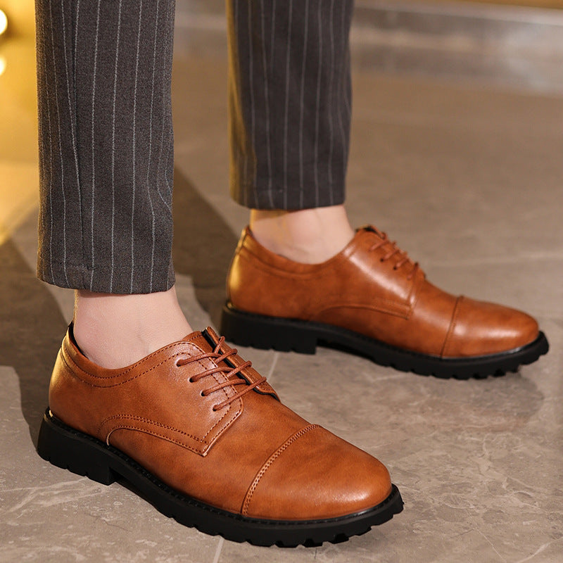 Men's Leather Derby Dress Shoes – Formal Business Non-Slip Sole