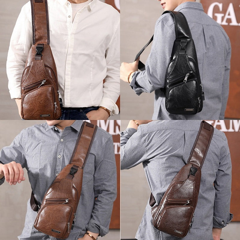 Men's USB Charging Bag Men Chest Bag Shoulder Bag Travel Bag