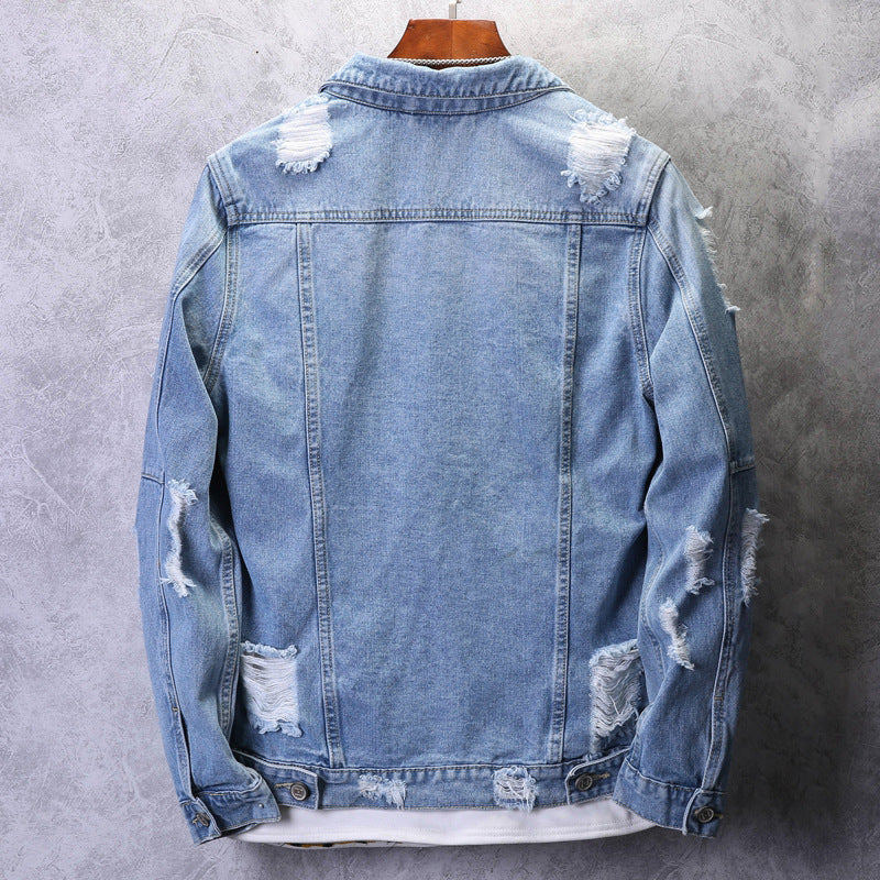 Men's Casual Ripped Denim Jacket