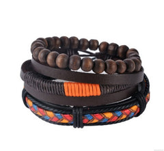 Leather Multilayer Bead Bracelet Punk Wrap Vintage Punk Bracelet For Men