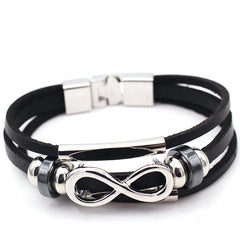 Retro Cowhide Casual Wear Leather Bracelet Figure 8 For Men
