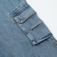 American Retro Multi-pocket Distressed Straight Cargo Pants Men