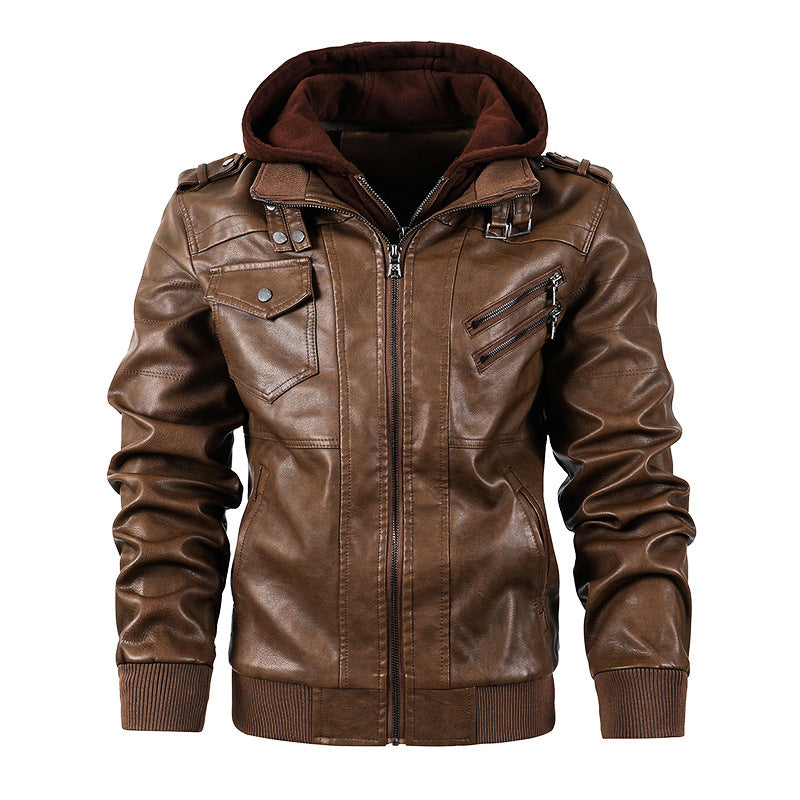 Motorcycle Leather Men's Jacket Stand Collar