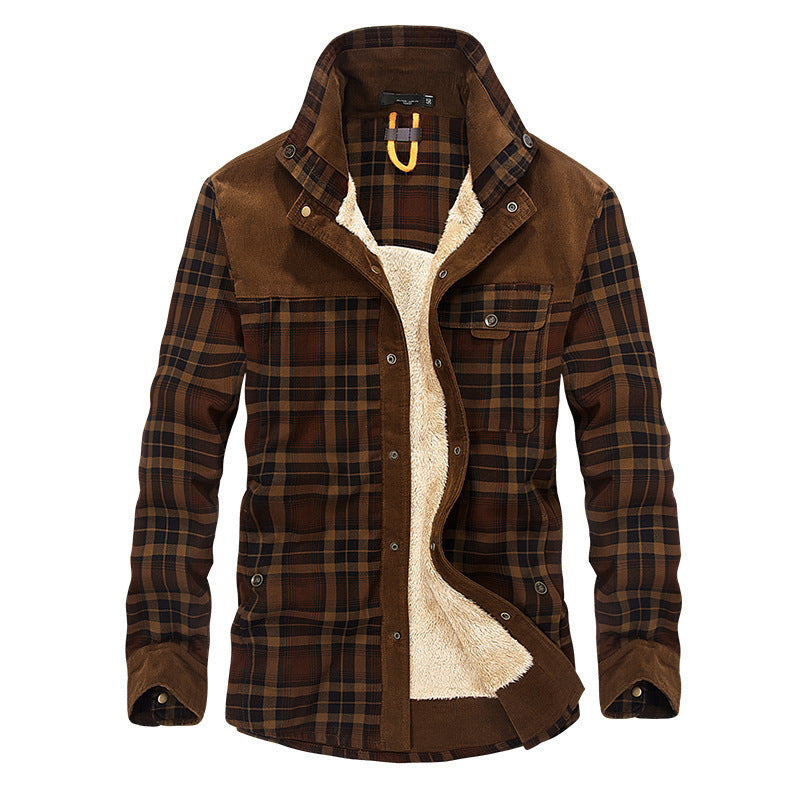 Men's Winter Thicken Warm Fleece Pure Cotton Plaid Jacket