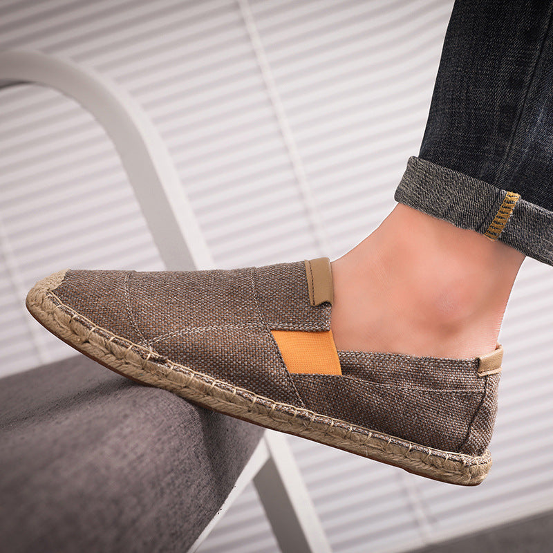 Handmade Straw & Canvas Shoes – Casual Breathable Men’s Footwear