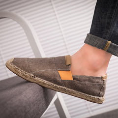 Handmade Straw & Canvas Shoes – Casual Breathable Men’s Footwear