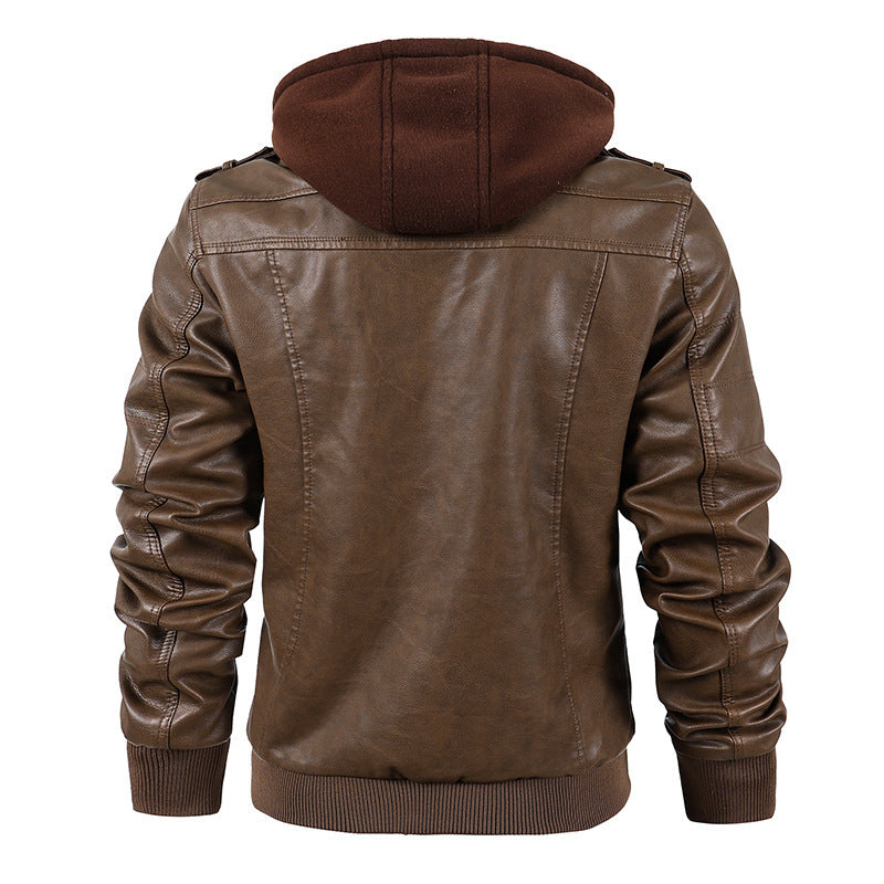 Motorcycle Leather Men's Jacket Stand Collar