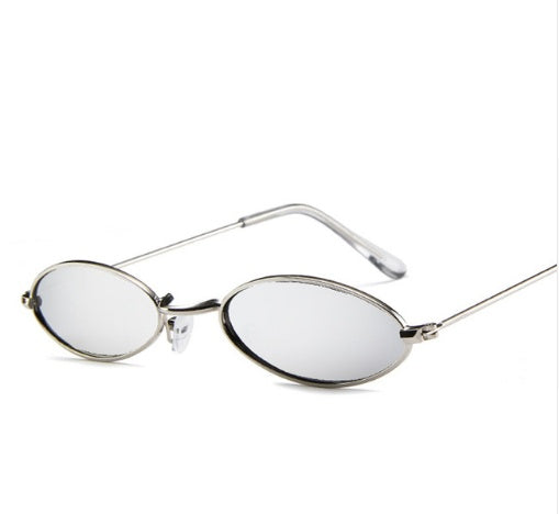 Anti Reflective Metal Elliptical Small Frame Ocean Sunglasses For Men