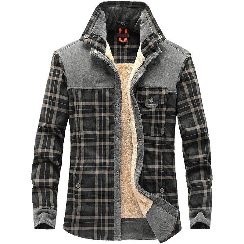 Men's Winter Thicken Warm Fleece Pure Cotton Plaid Jacket