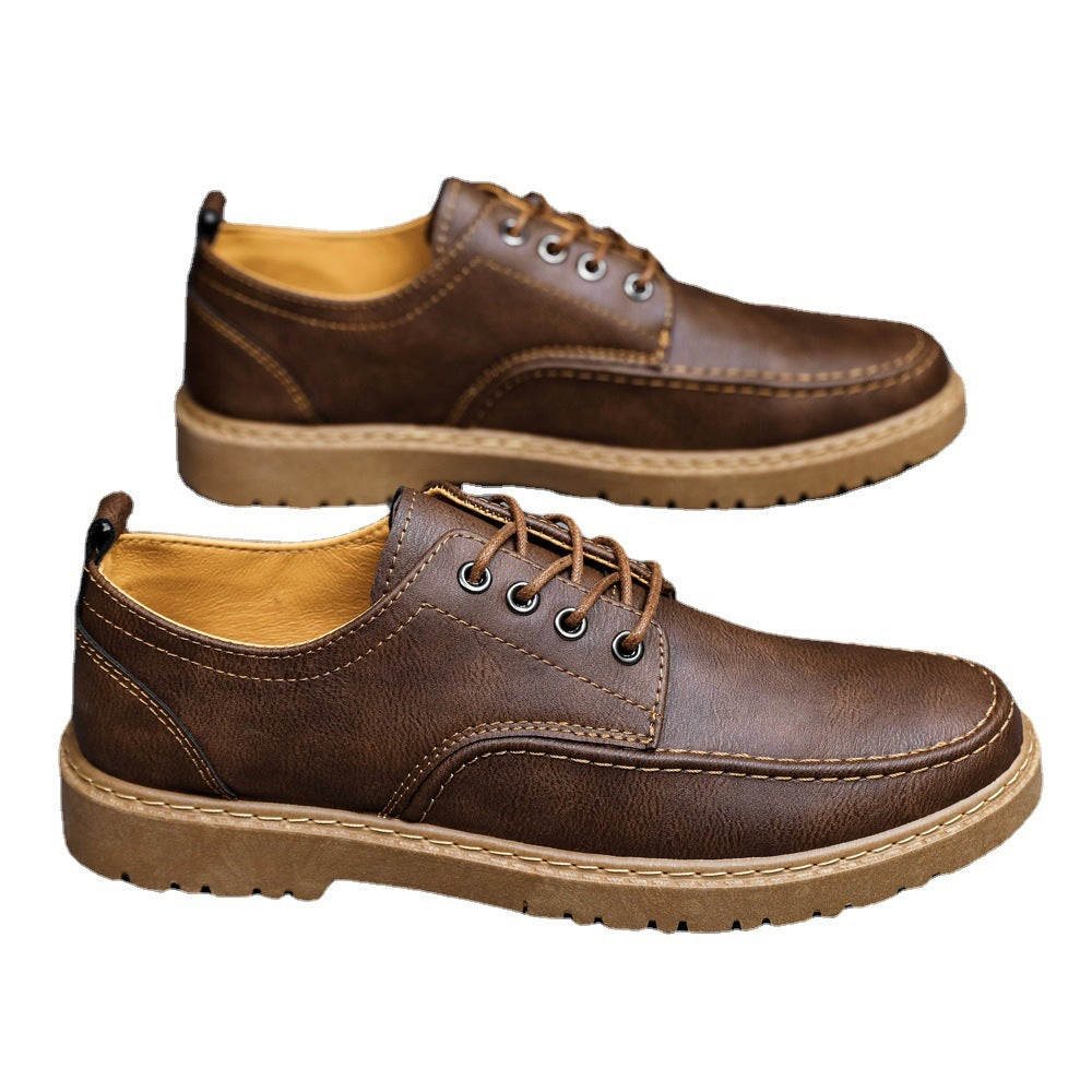 Men’s British Style Casual Leather Shoes – Lace-Up Design