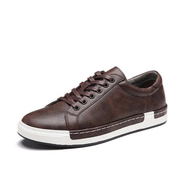 Men’s Handmade Low-Top Casual Sneakers – Comfortable Leather Style Everyday Shoes