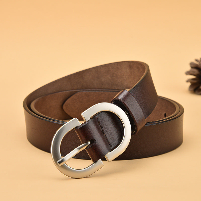 All-Match Belt pure Cowhide Korean Style Simple Pin Buckle Belt