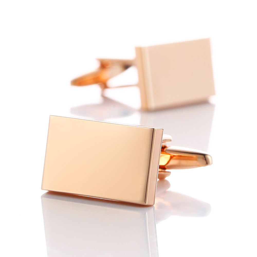 Plain And Simple Metal Rectangular High Quality Business Shirt Cufflinks