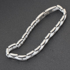 Single Row Black And White Ceramic Bracelet For Men