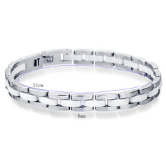 Single Row Black And White Ceramic Bracelet For Men