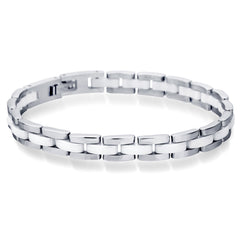 Single Row Black And White Ceramic Bracelet For Men