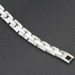Single Row Black And White Ceramic Bracelet For Men