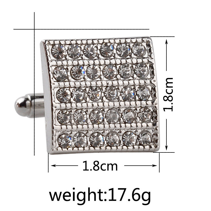 Men's French Style Fashion Diamond Square Cufflinks