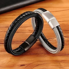 Two-Tone Magnetic Buckle Bracelet For Men