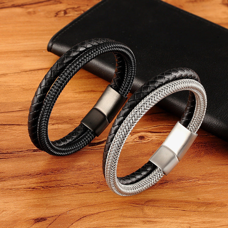 Two-Tone Magnetic Buckle Bracelet For Men
