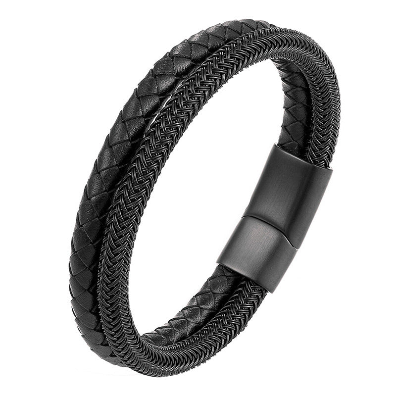 Two-Tone Magnetic Buckle Bracelet For Men