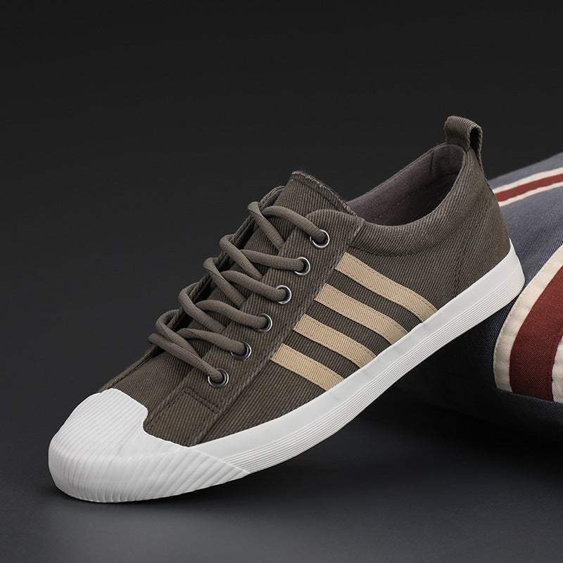 Men’s Spring Vulcanized Canvas Sneakers – Casual Non-Slip Rubber Sole Flats