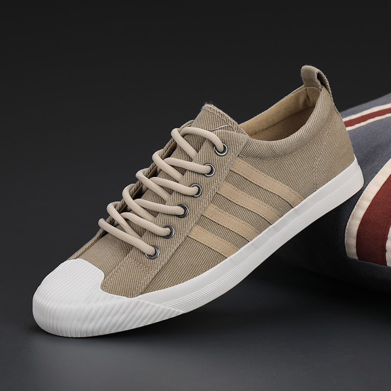 Men’s Spring Vulcanized Canvas Sneakers – Casual Non-Slip Rubber Sole Flats