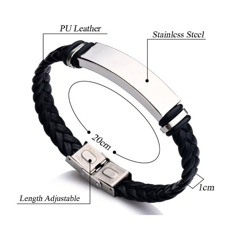 Personalized Jewelry Custom Bracelet For Men PU Leather Bracelet
