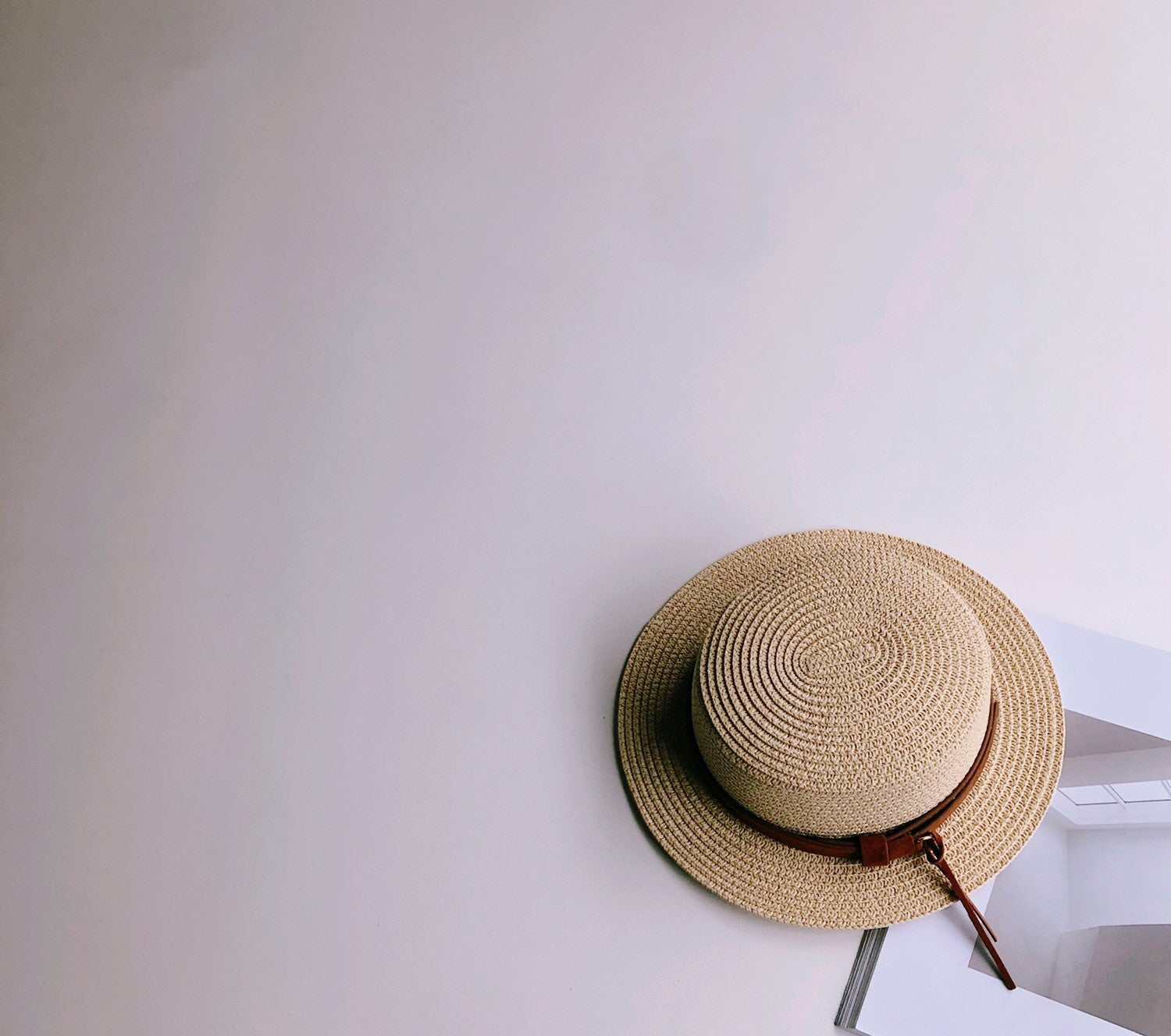 Leather Buckle Flat Top Unisex Knitted Beach Hat