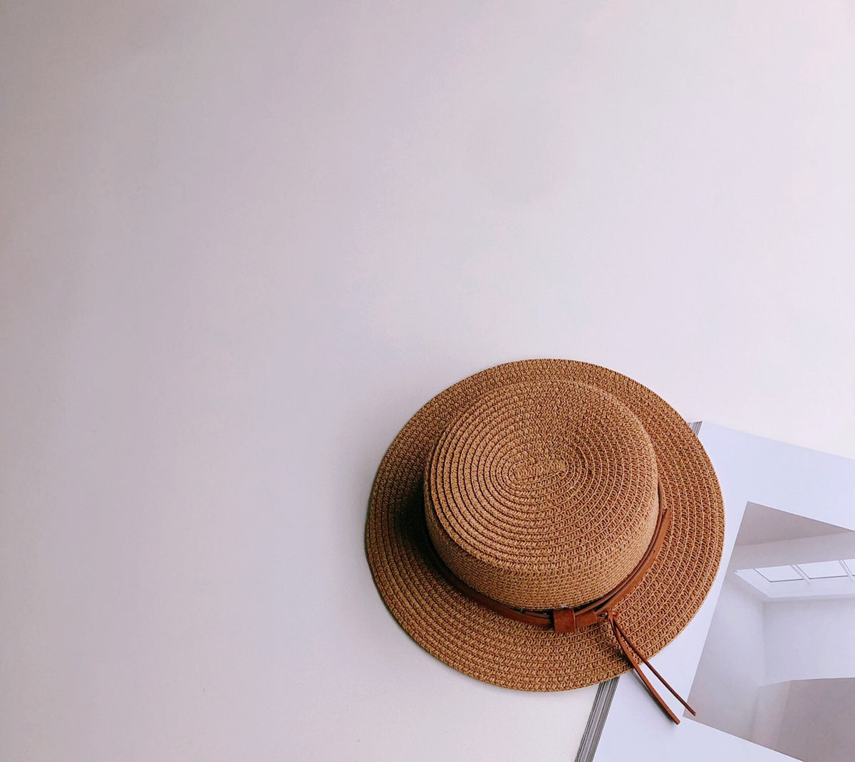 Leather Buckle Flat Top Unisex Knitted Beach Hat