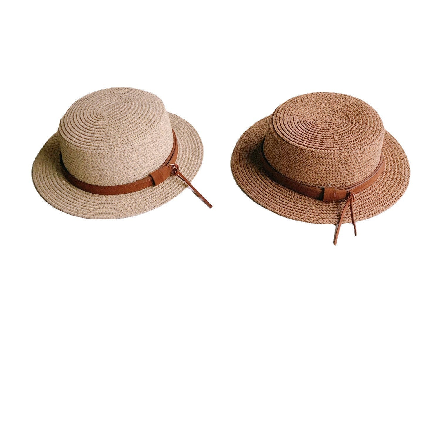 Leather Buckle Flat Top Unisex Knitted Beach Hat