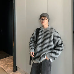 Men’s Zebra Print Mohair Knit Sweater