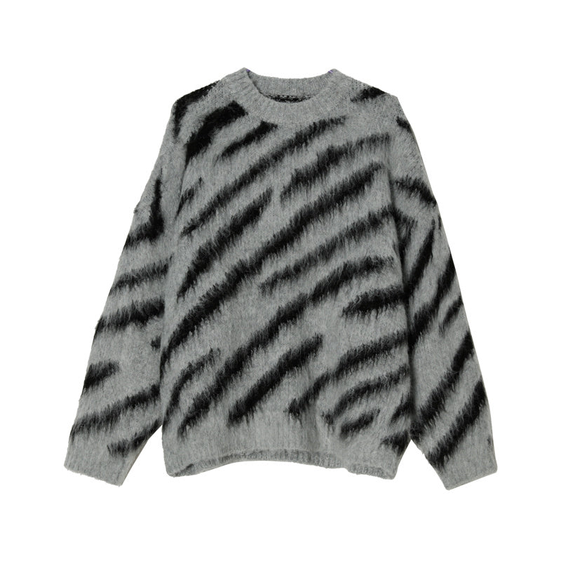 Men’s Zebra Print Mohair Knit Sweater