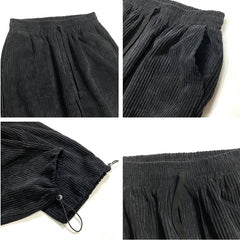 Old Corduroy Casual Pants For Men Loose Straight Elastic Waist Spring Pants