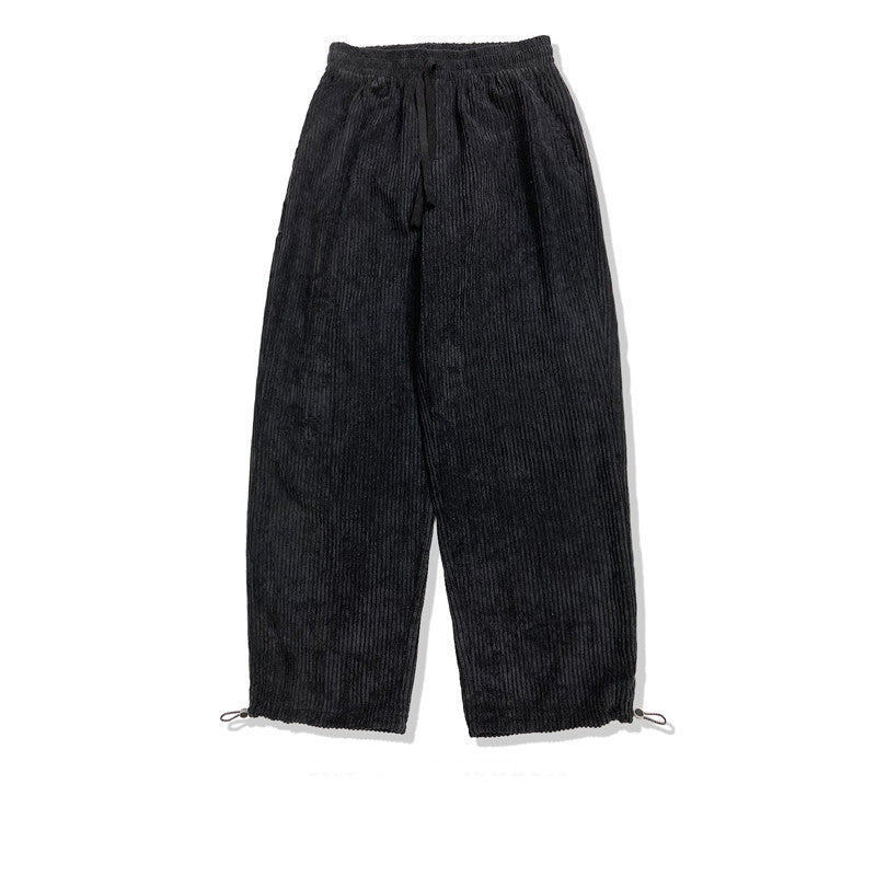 Old Corduroy Casual Pants For Men Loose Straight Elastic Waist Spring Pants