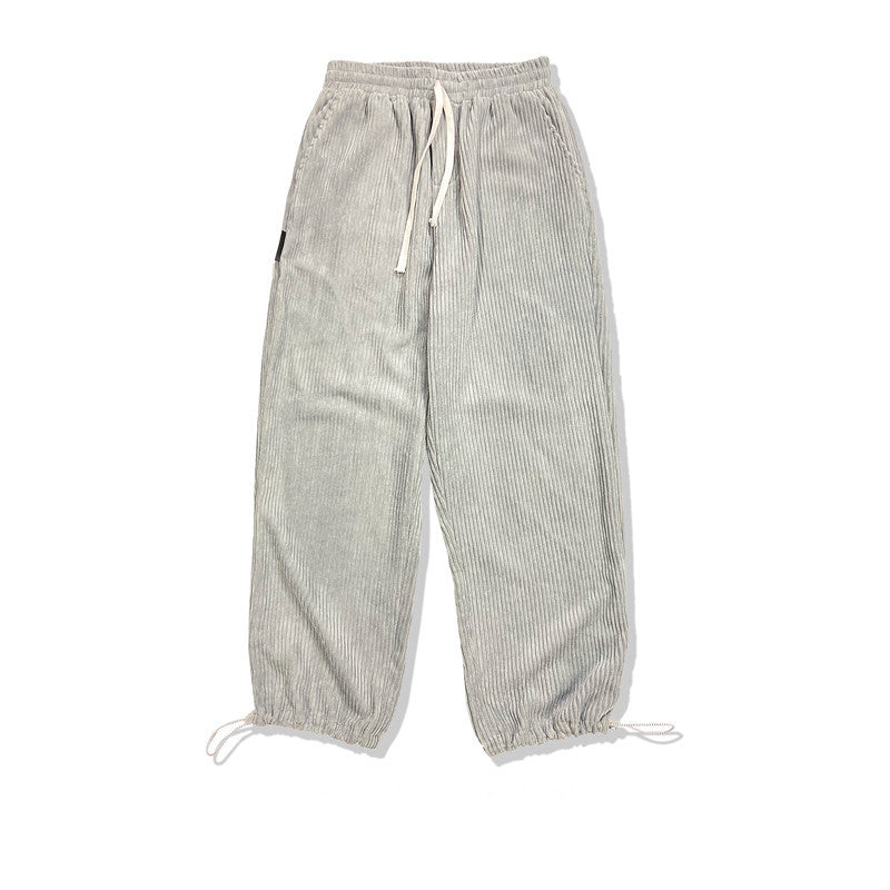 Old Corduroy Casual Pants For Men Loose Straight Elastic Waist Spring Pants