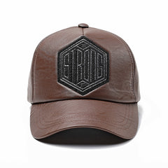 Casual Fashion Embroidered  Autumn And Winter Baseball Leather Cap
