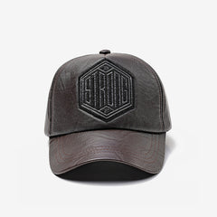 Casual Fashion Embroidered  Autumn And Winter Baseball Leather Cap