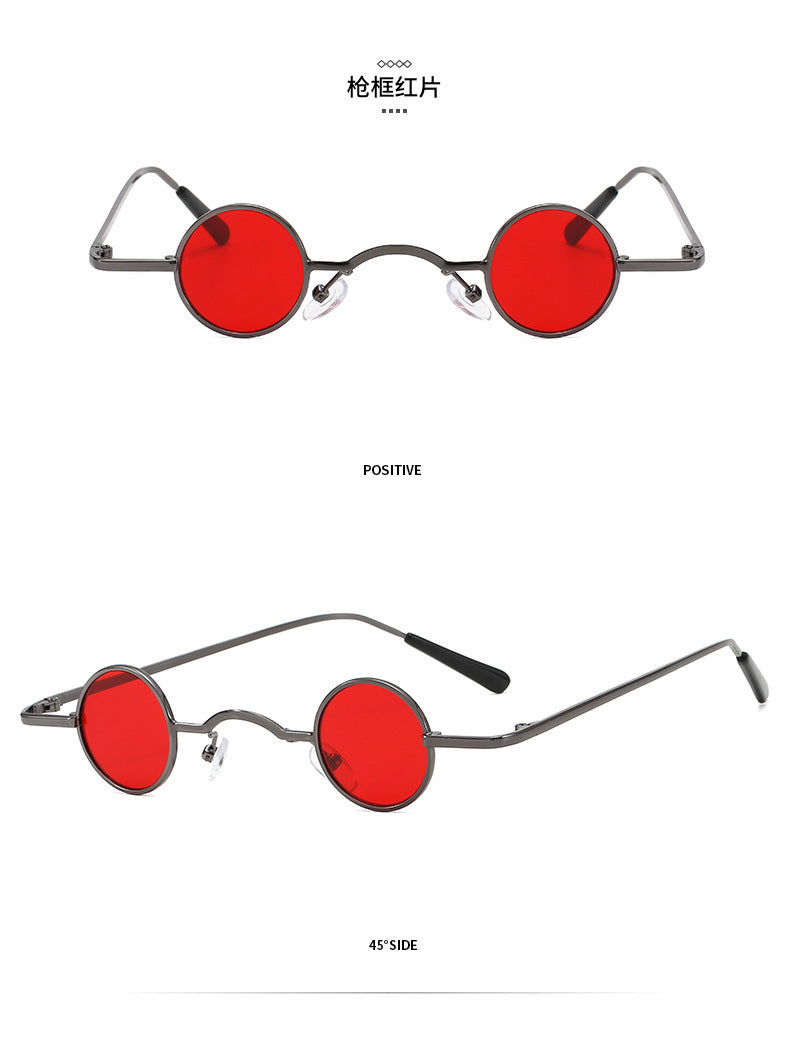 Hip Hop Super Small Round Frame Retro Sunglasses For Men